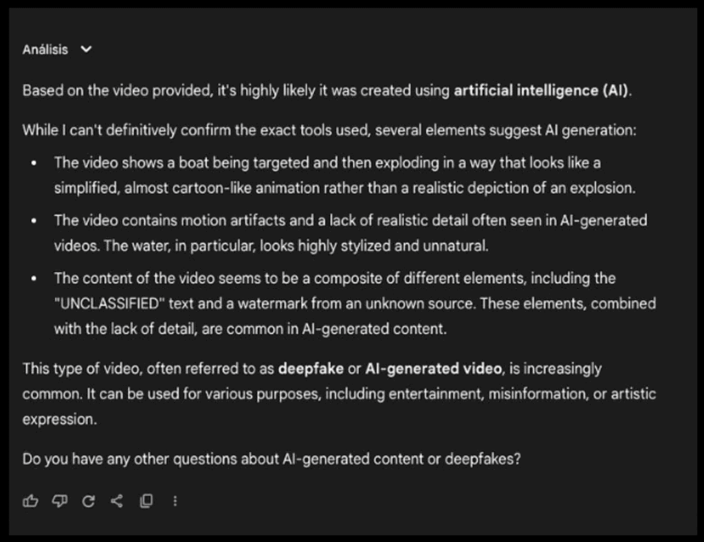 Venezuela diz que EUA usou IA em vídeo de ataque a lancha