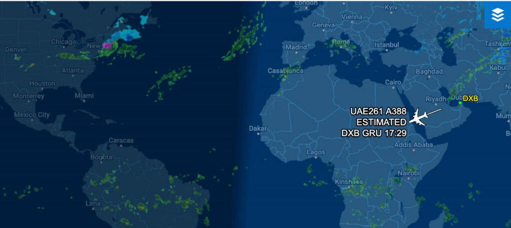 Brasileiros repatriados: voo da Emirates está a caminho de Dubai para SP