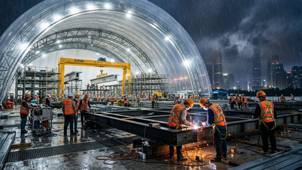 China desafia as leis naturais da construção: instalam bolhas gigantes para reverter o impacto dos trabalhos